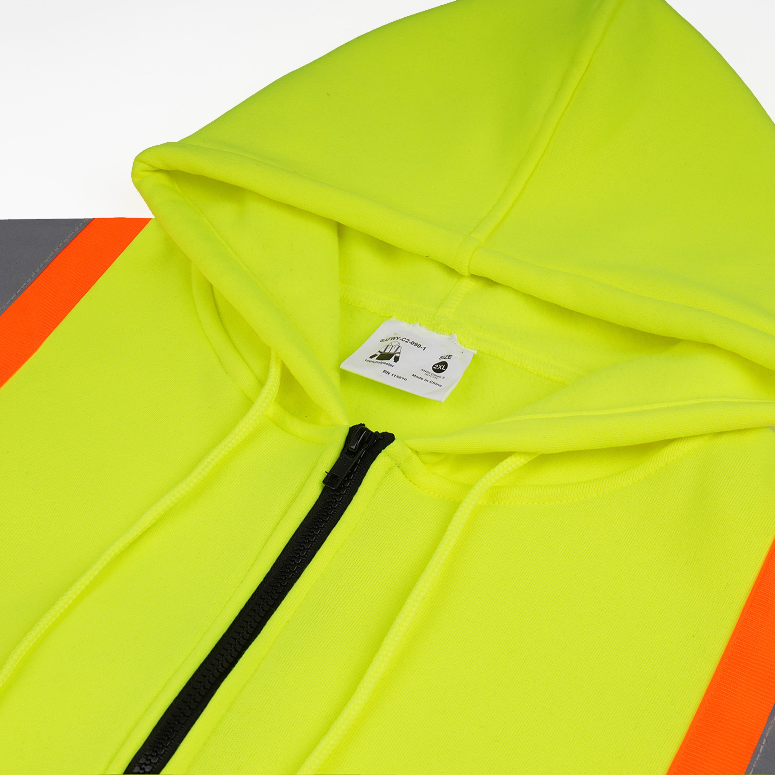 Color Block Zip-Up Hoodie with Reflective Stripes
