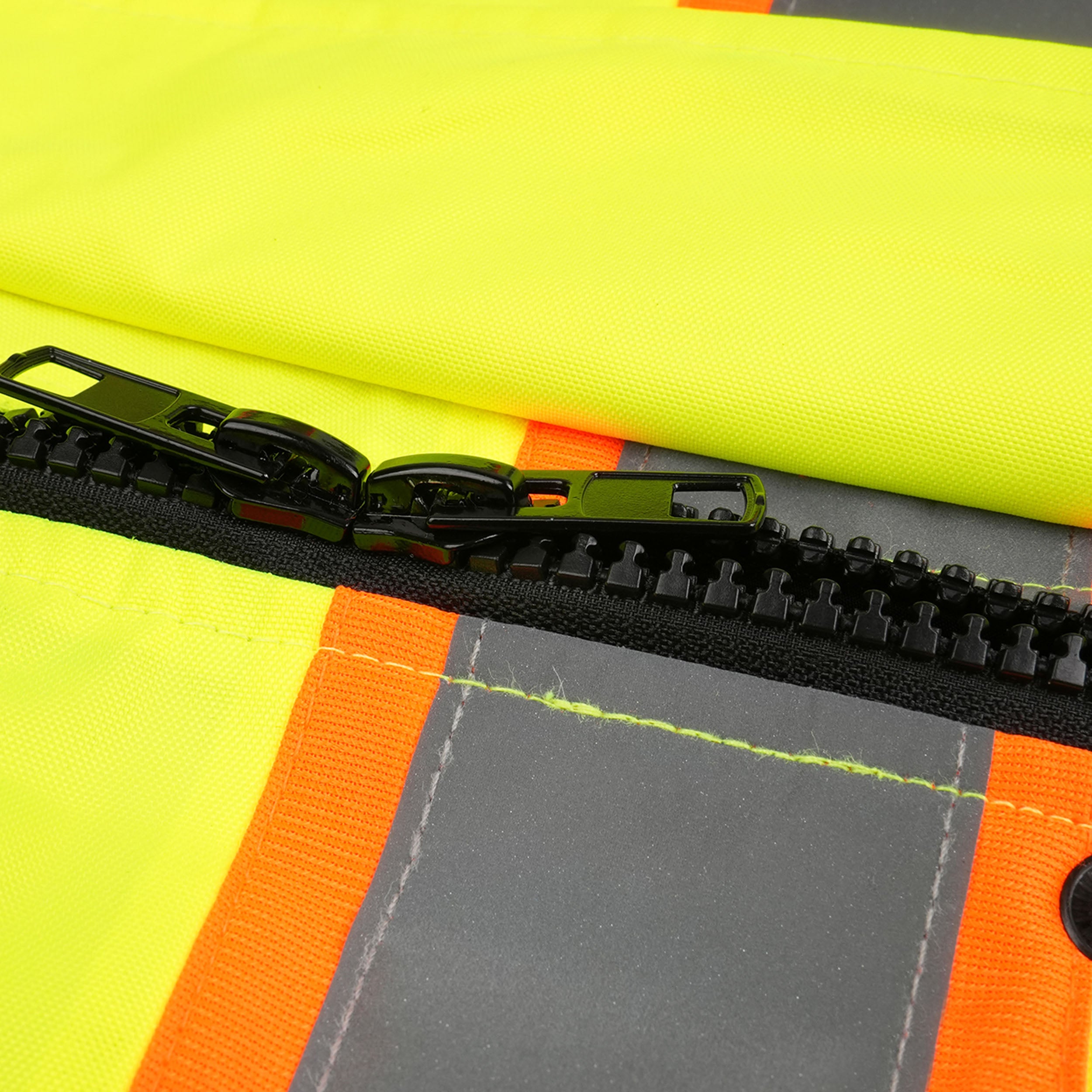 2- Tone Reflective Parka Jacket with Hood and Front Pockets