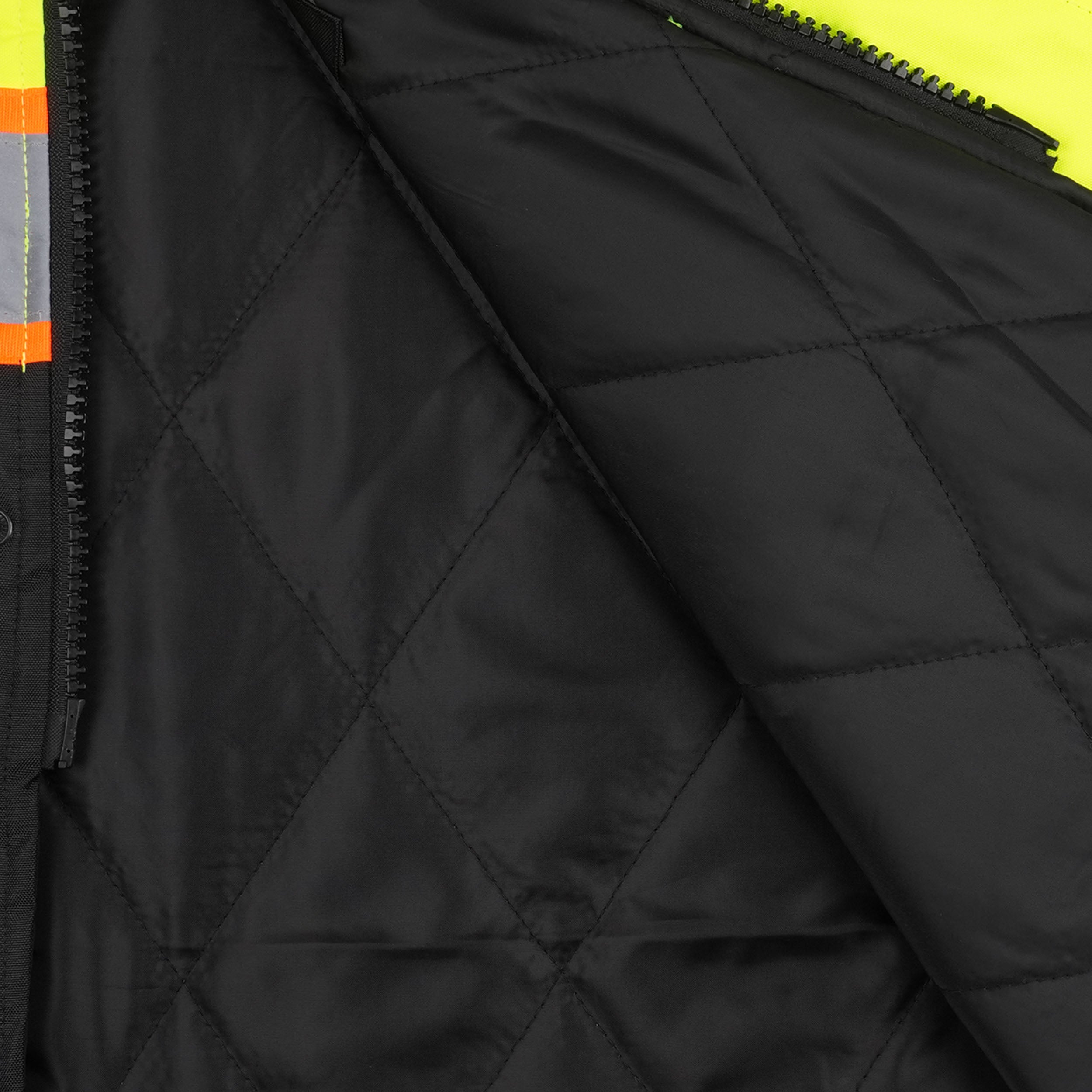 2- Tone Reflective Parka Jacket with Hood and Front Pockets