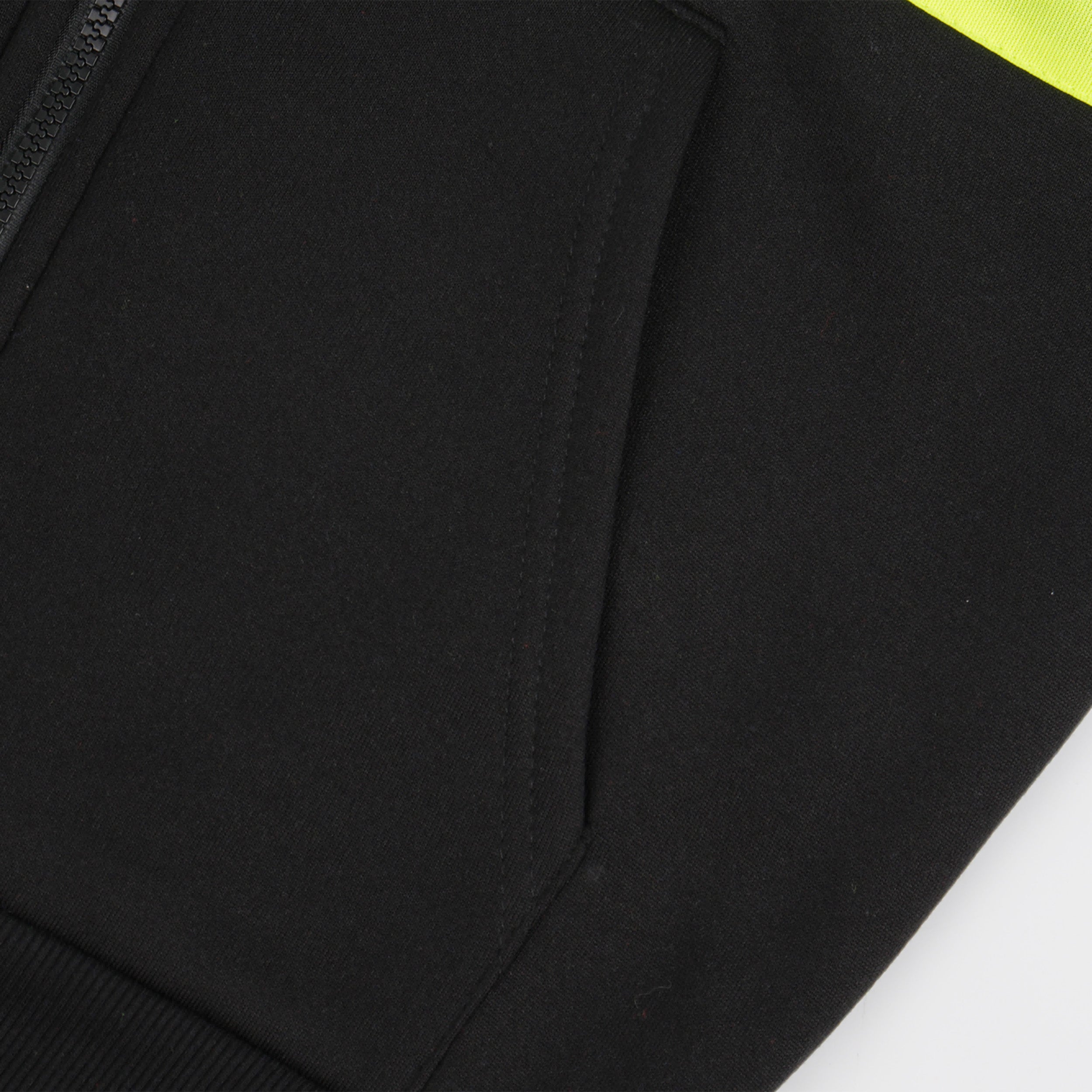 Color Block Zip-Up Hoodie with Reflective Stripes