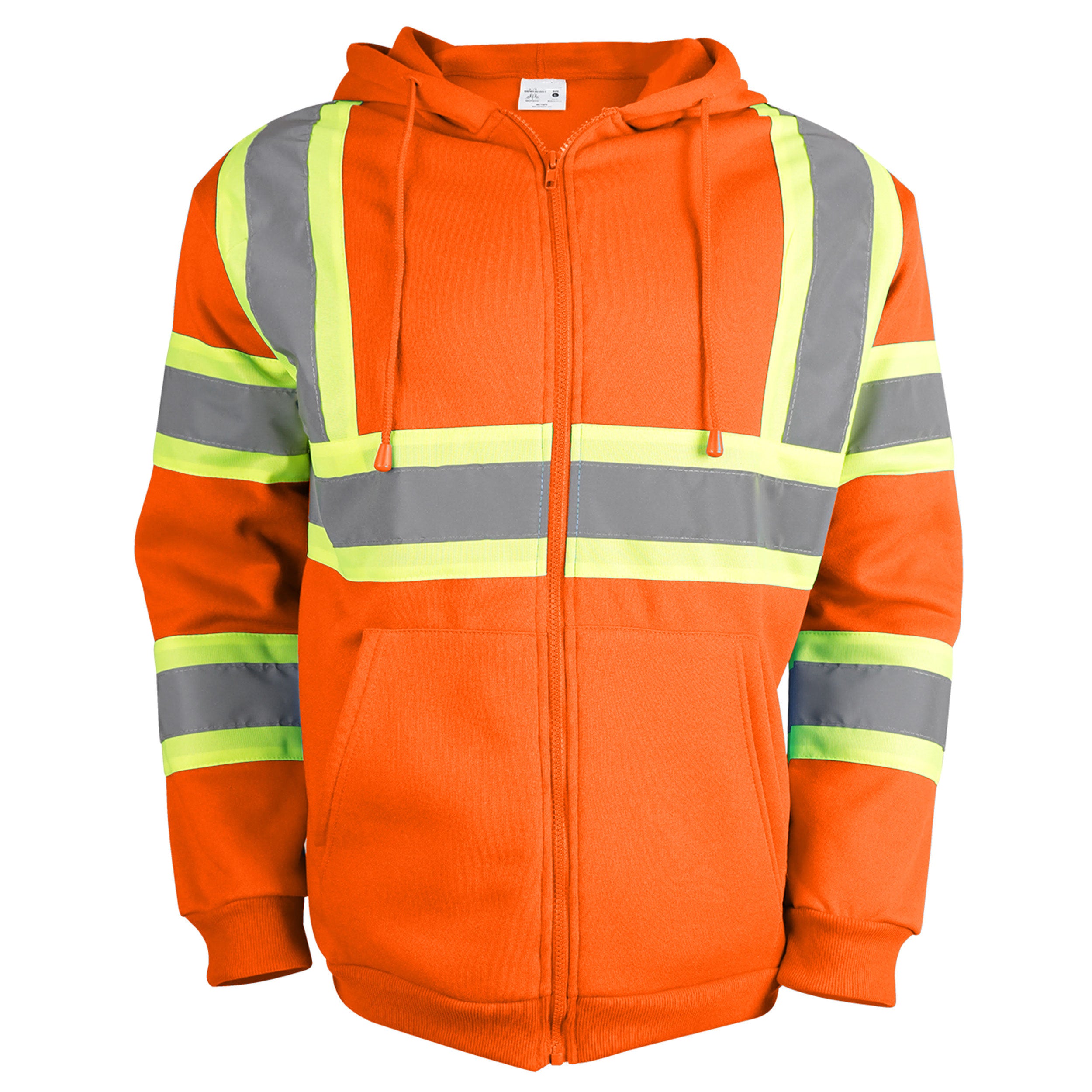 Reflective Stripe Zip-Up Hoodie with Pockets