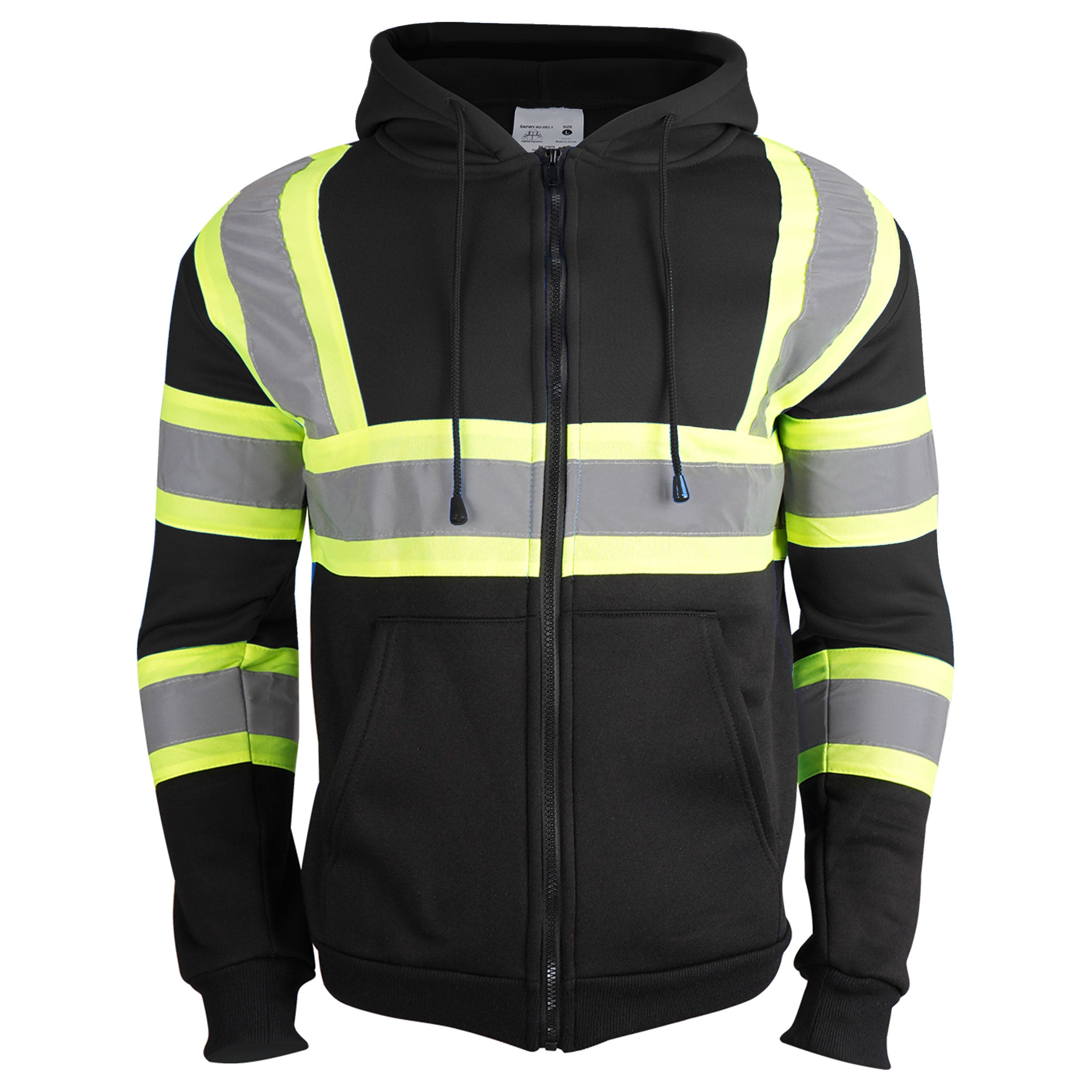 Color Block Zip-Up Hoodie with Reflective Stripes