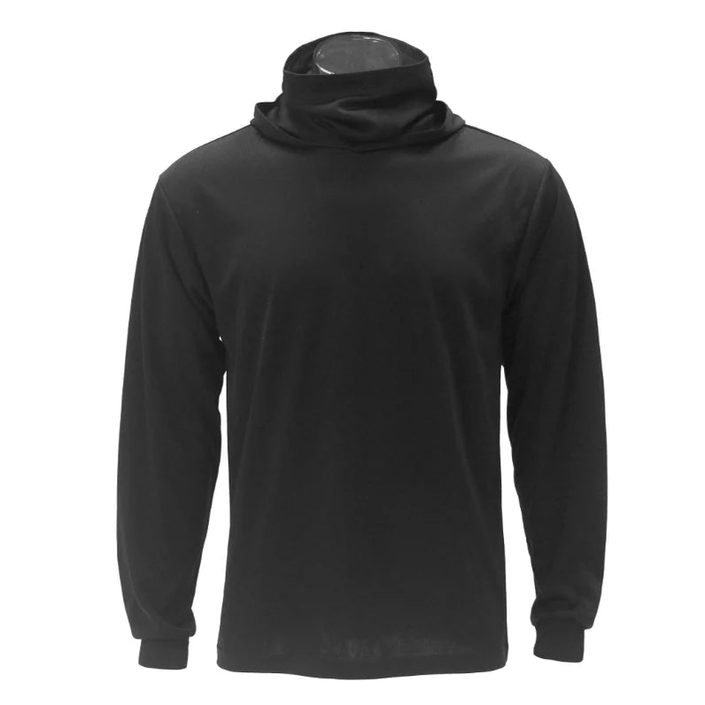 Long Sleeve Hooded Work Shirt with Built-In Face Mask – Sun Protection Unisex Workwear