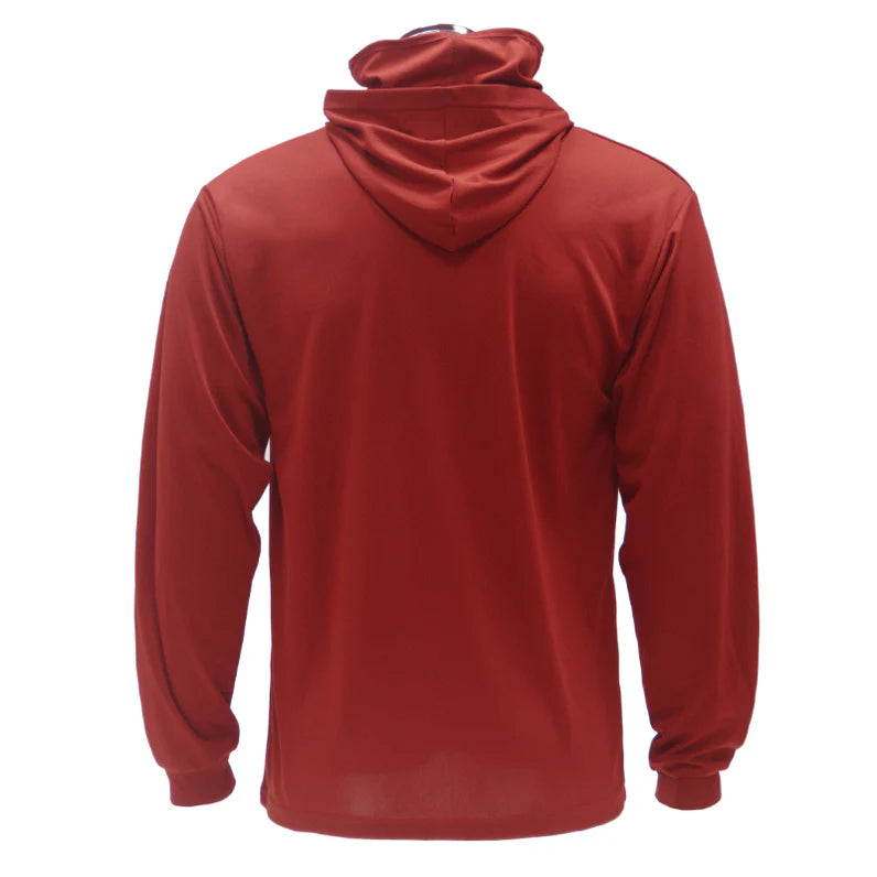 Long Sleeve Hooded Work Shirt with Built-In Face Mask – Sun Protection Unisex Workwear