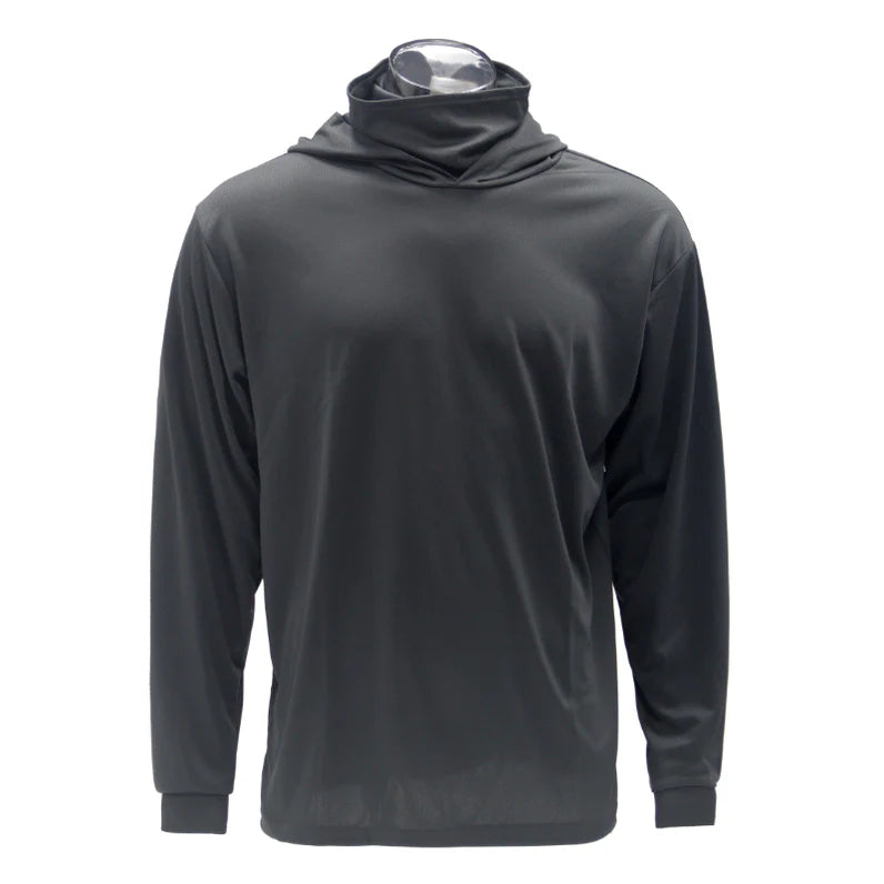 Long Sleeve Hooded Work Shirt with Built-In Face Mask – Sun Protection Unisex Workwear