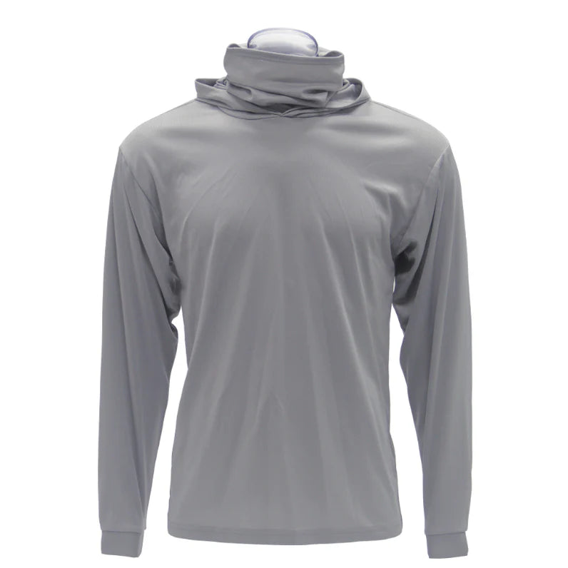 Long Sleeve Hooded Work Shirt with Built-In Face Mask – Sun Protection Unisex Workwear