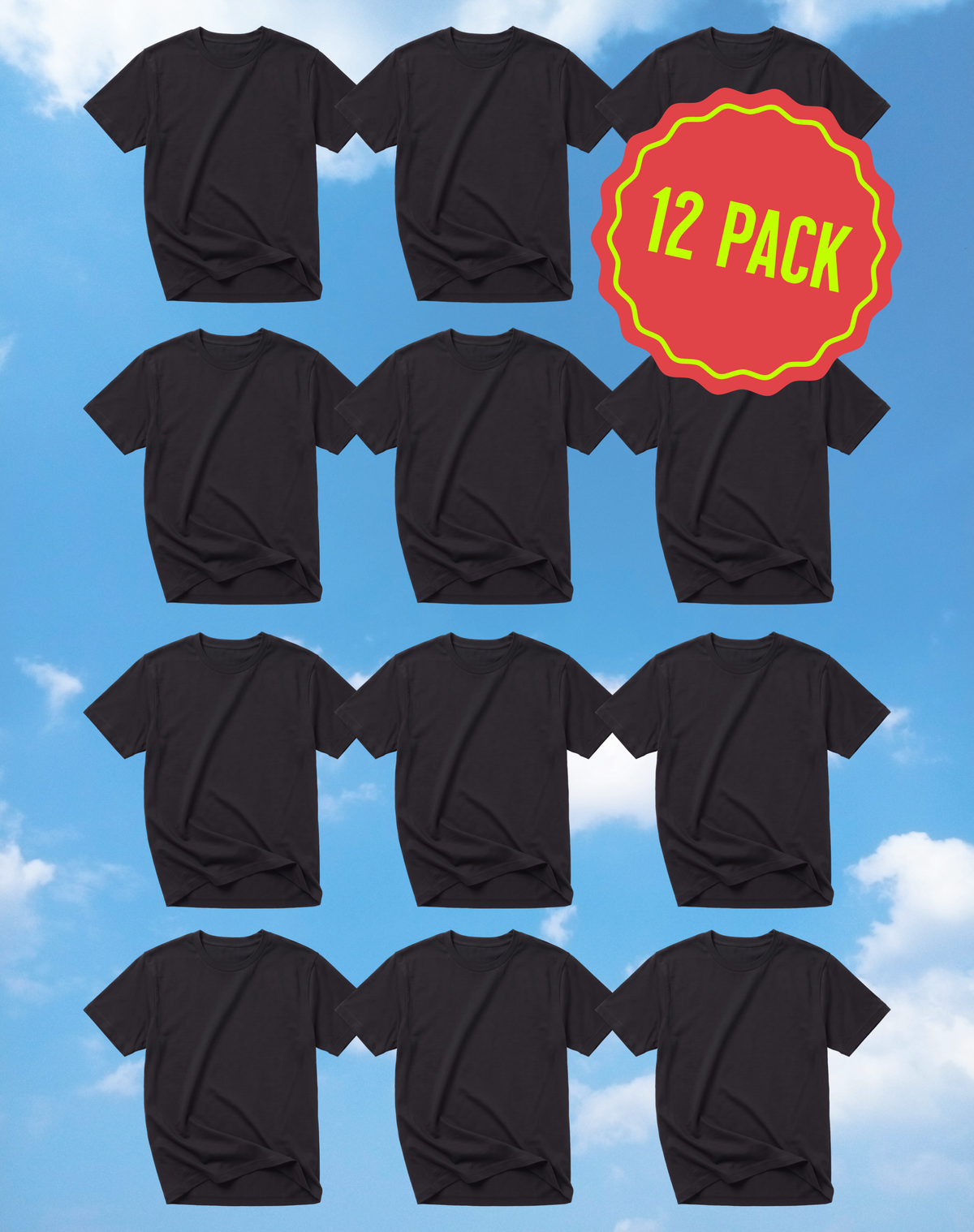 100% Cotton Short Sleeve Unisex Tee – Heavyweight Black Multi-Pack