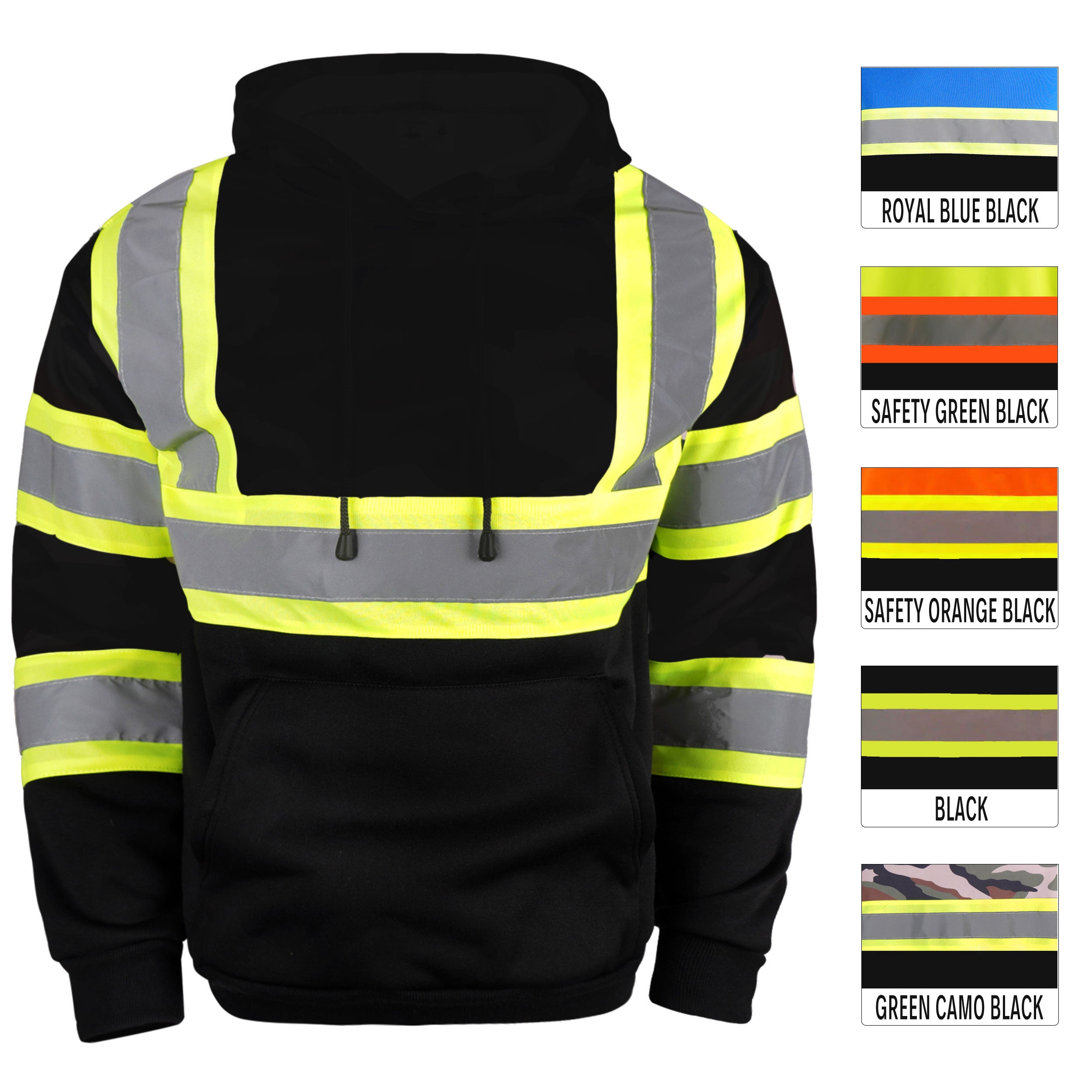 Color Block Pullover Hoodie with Reflective Stripes