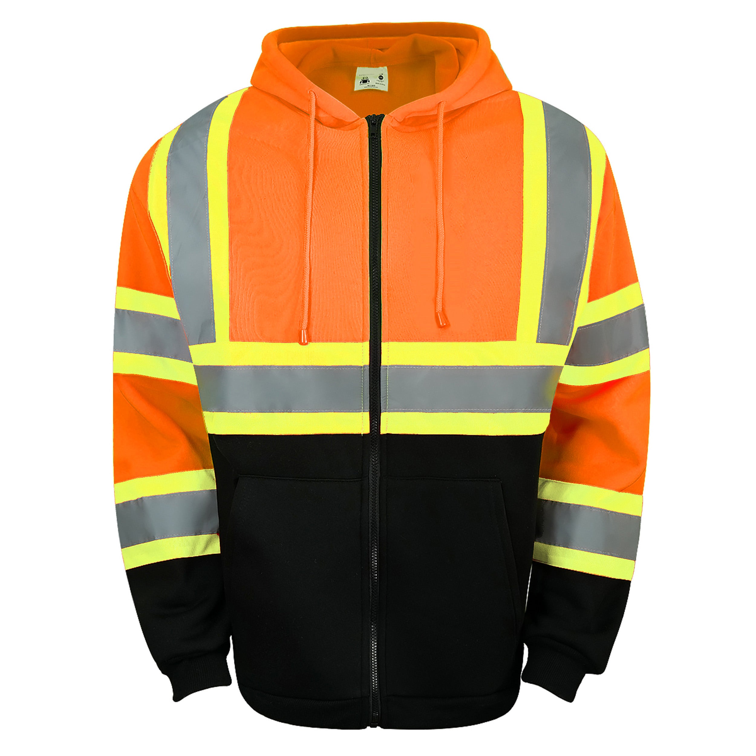 Color Block Zip-Up Hoodie with Reflective Stripes