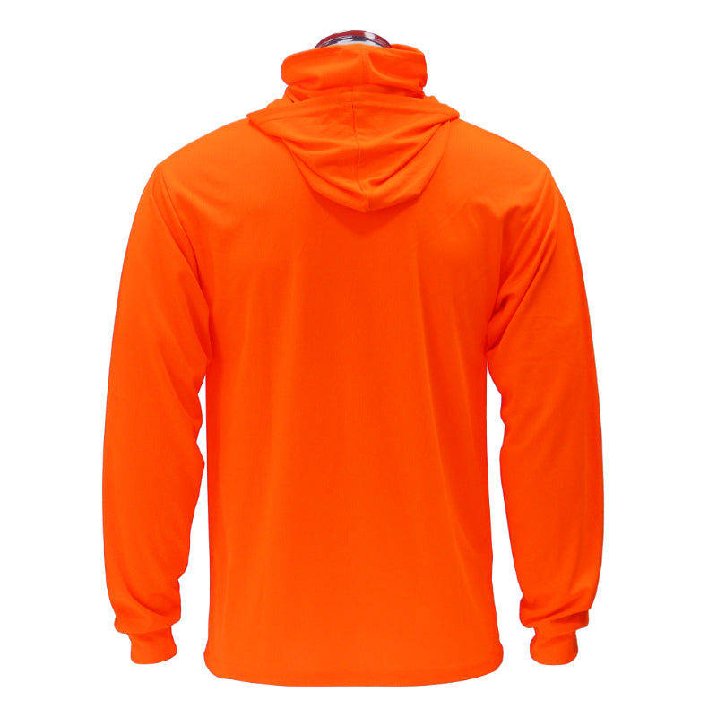 Long Sleeve Hooded Work Shirt with Built-In Face Mask – Sun Protection Unisex Workwear