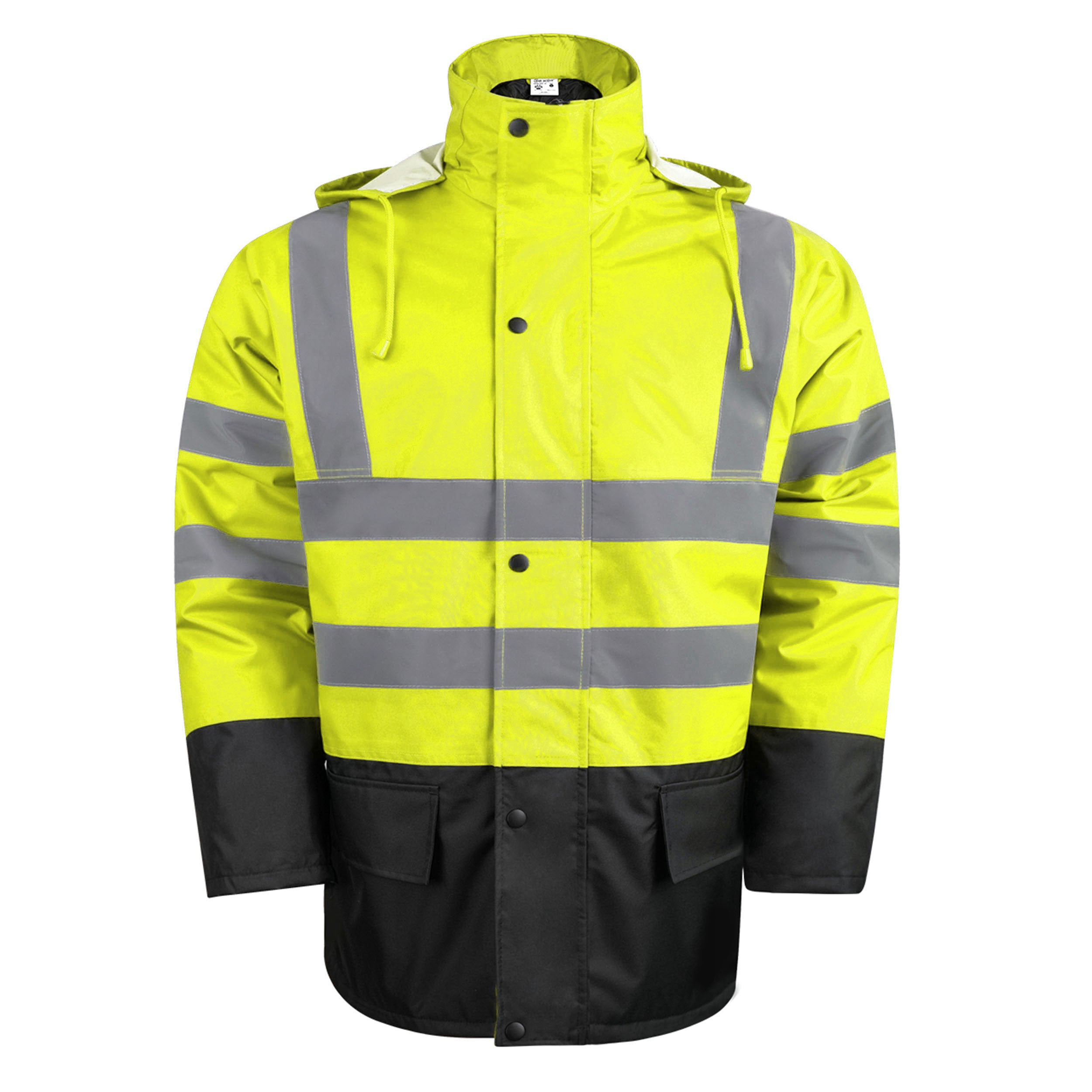 Reflective Parka Jacket with Hood and Front Pockets