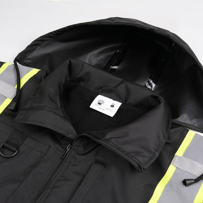 Zip-Up Jacket with Hood- Double Strip