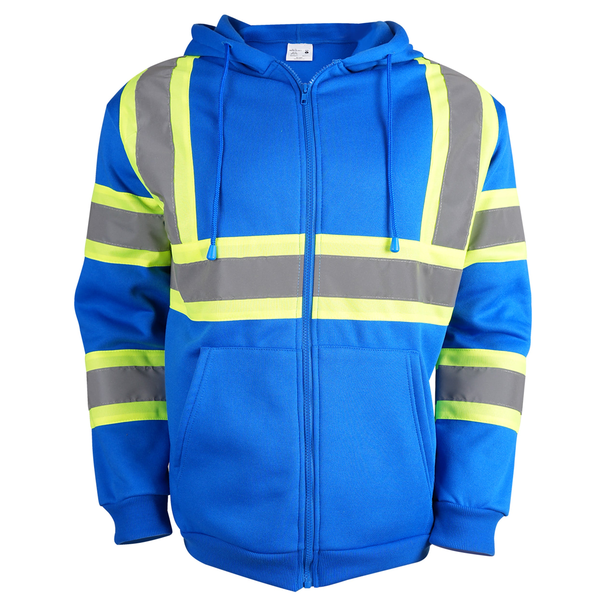 Reflective Stripe Zip-Up Hoodie with Pockets