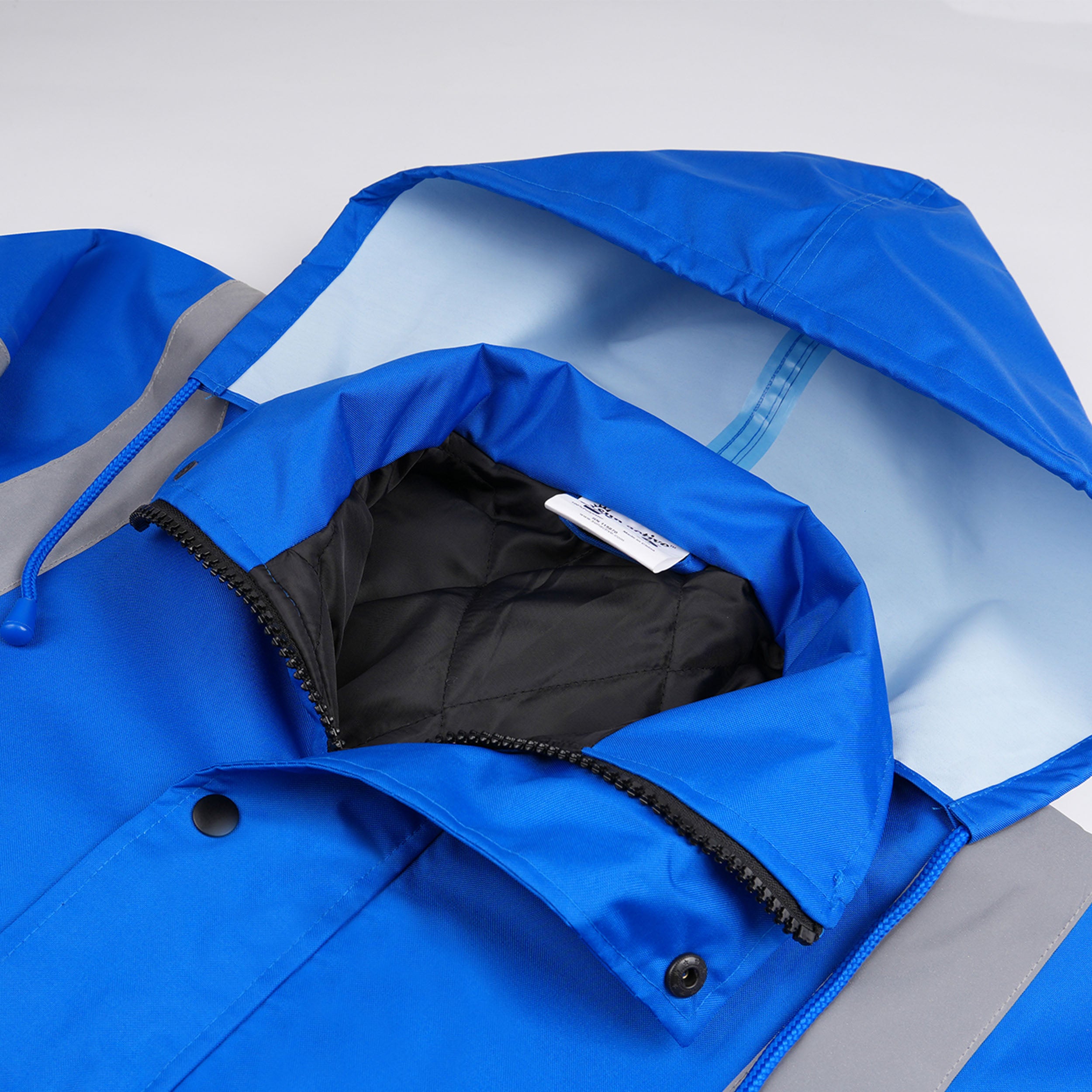 Reflective Parka Jacket with Hood and Front Pockets