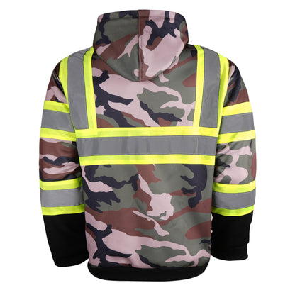 Color Block Pullover Hoodie with Reflective Stripes