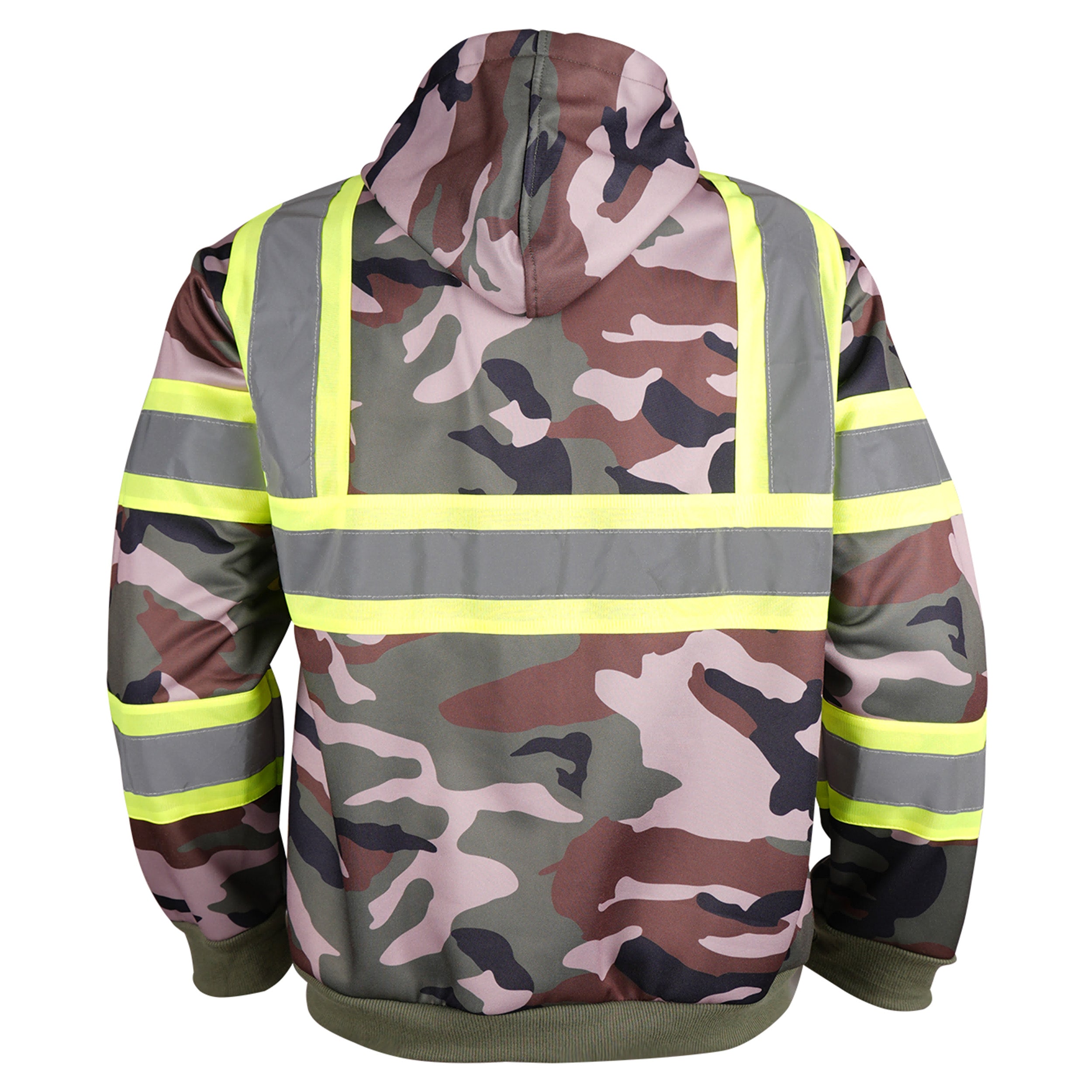 Reflective Stripe Pullover Hoodie with Front Pockets