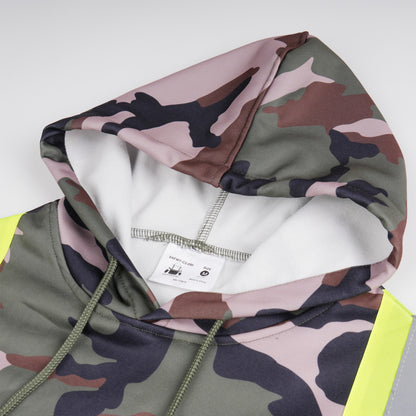 Color Block Pullover Hoodie with Reflective Stripes