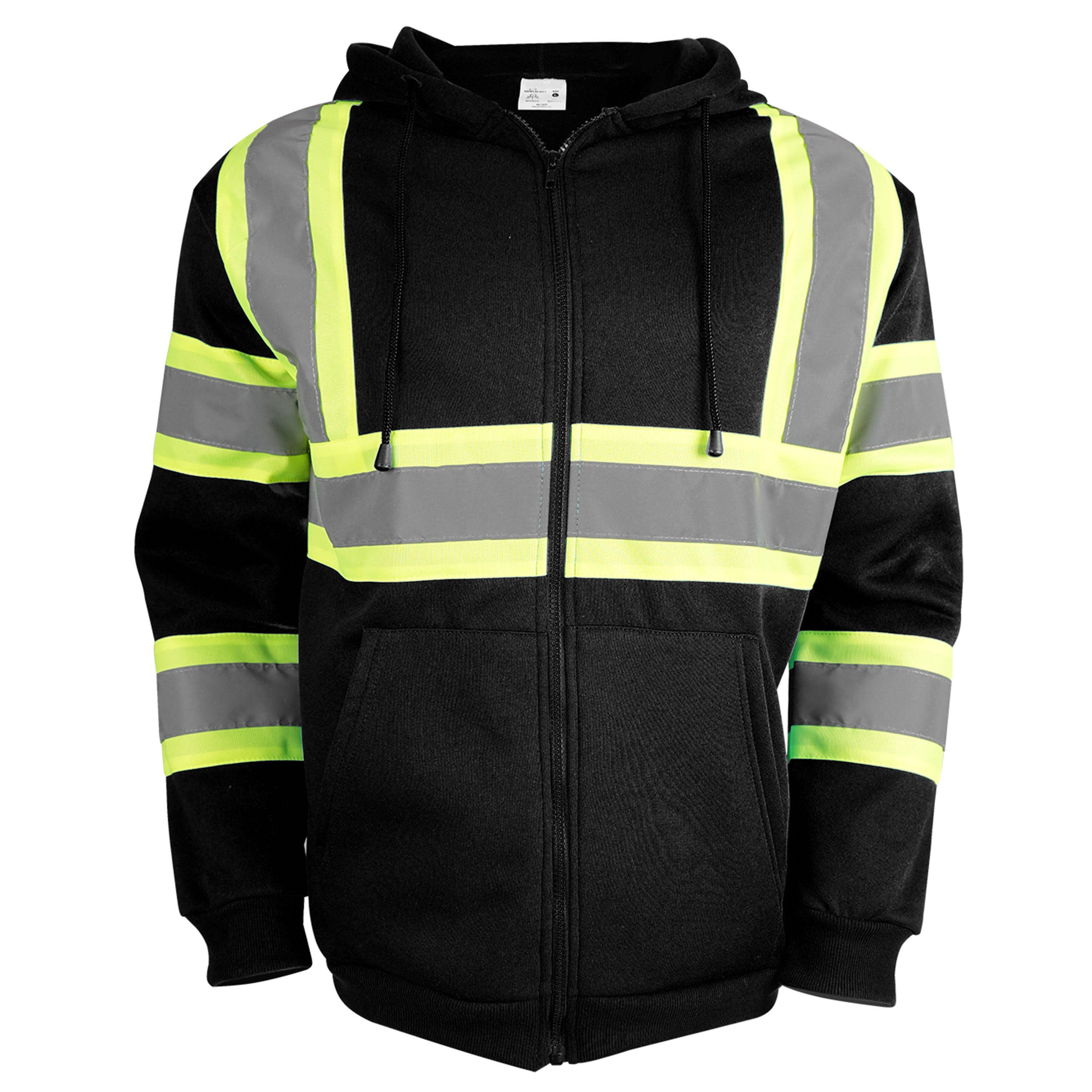 Reflective Stripe Zip-Up Hoodie with Pockets