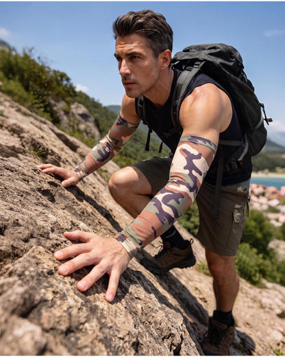Cooling Arm Sleeves with Silicone Grip Band – UPF 50+ Sun Protection (Pair)