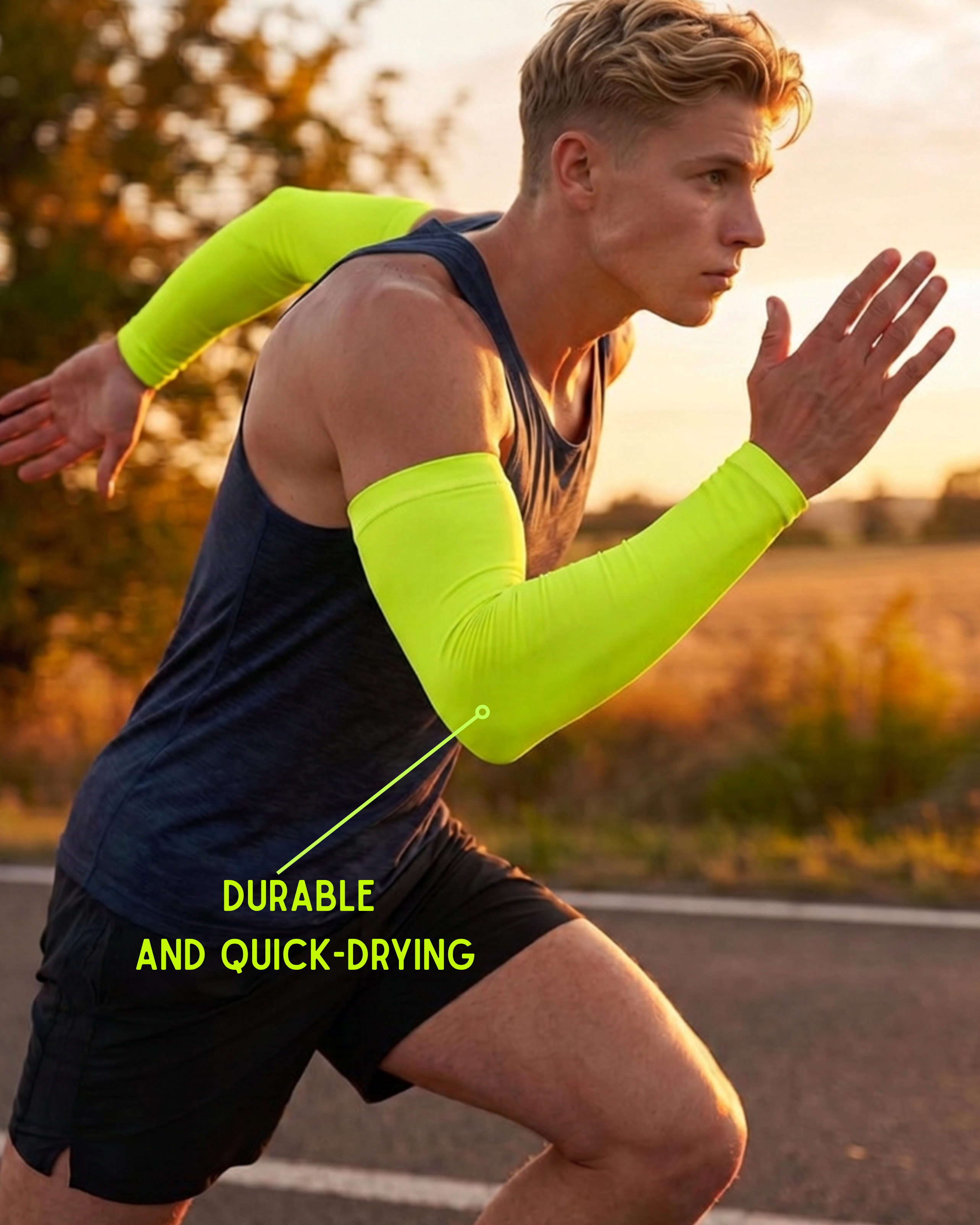 Cooling Arm Sleeves with Silicone Grip Band – UPF 50+ Sun Protection (Pair)