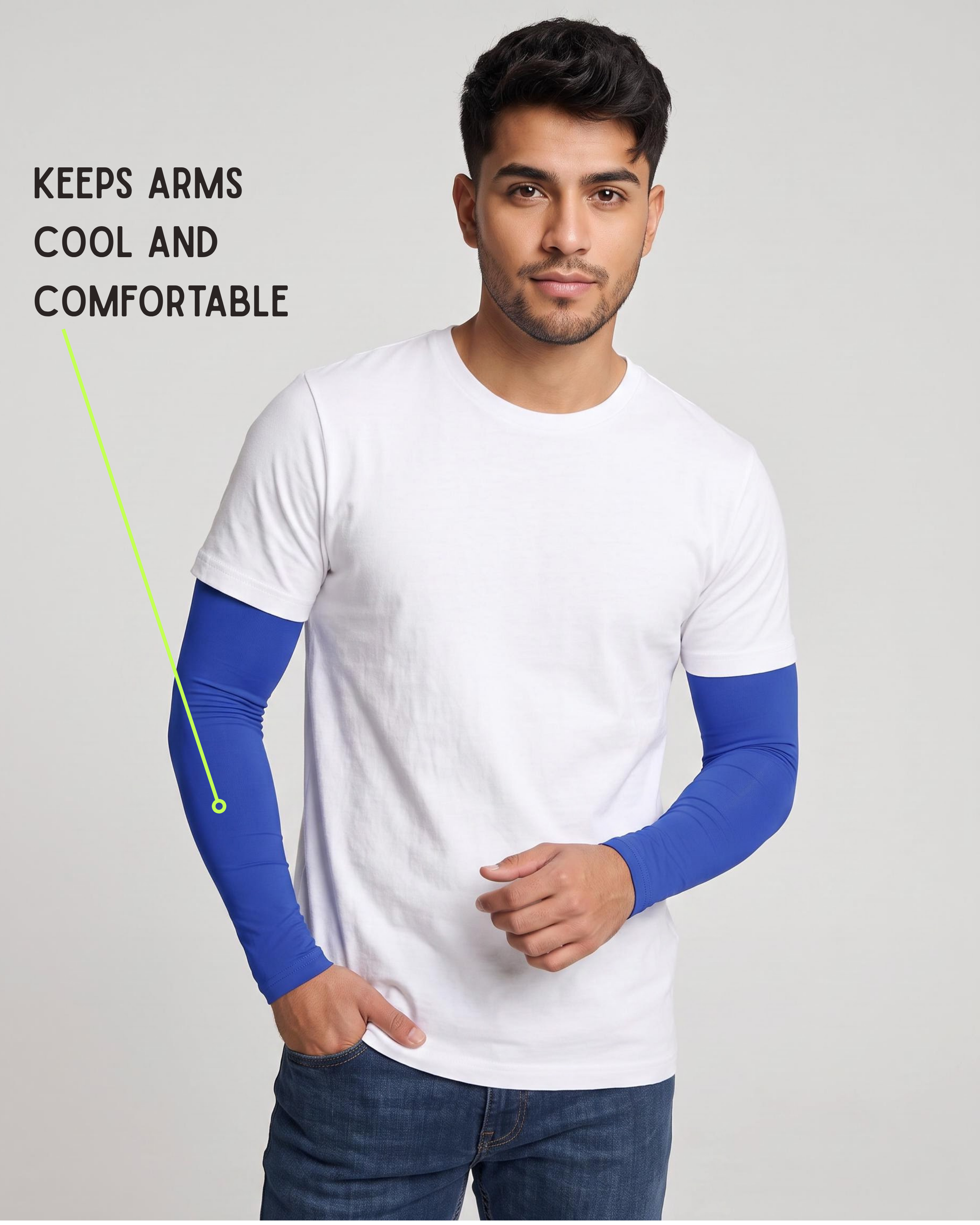 Cooling Arm Sleeves with Silicone Grip Band – UPF 50+ Sun Protection (Pair)