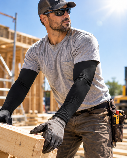 Cooling Arm Sleeves with Silicone Grip Band – UPF 50+ Sun Protection (Pair)