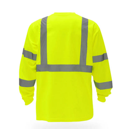 High Visibility Safety Long Sleeve T-Shirt – Reflective Workwear with Front Pocket