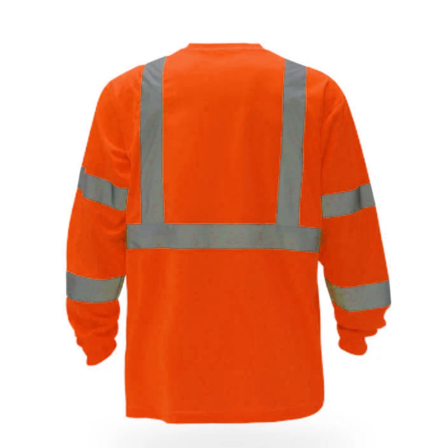 High Visibility Safety Long Sleeve T-Shirt – Reflective Workwear with Front Pocket