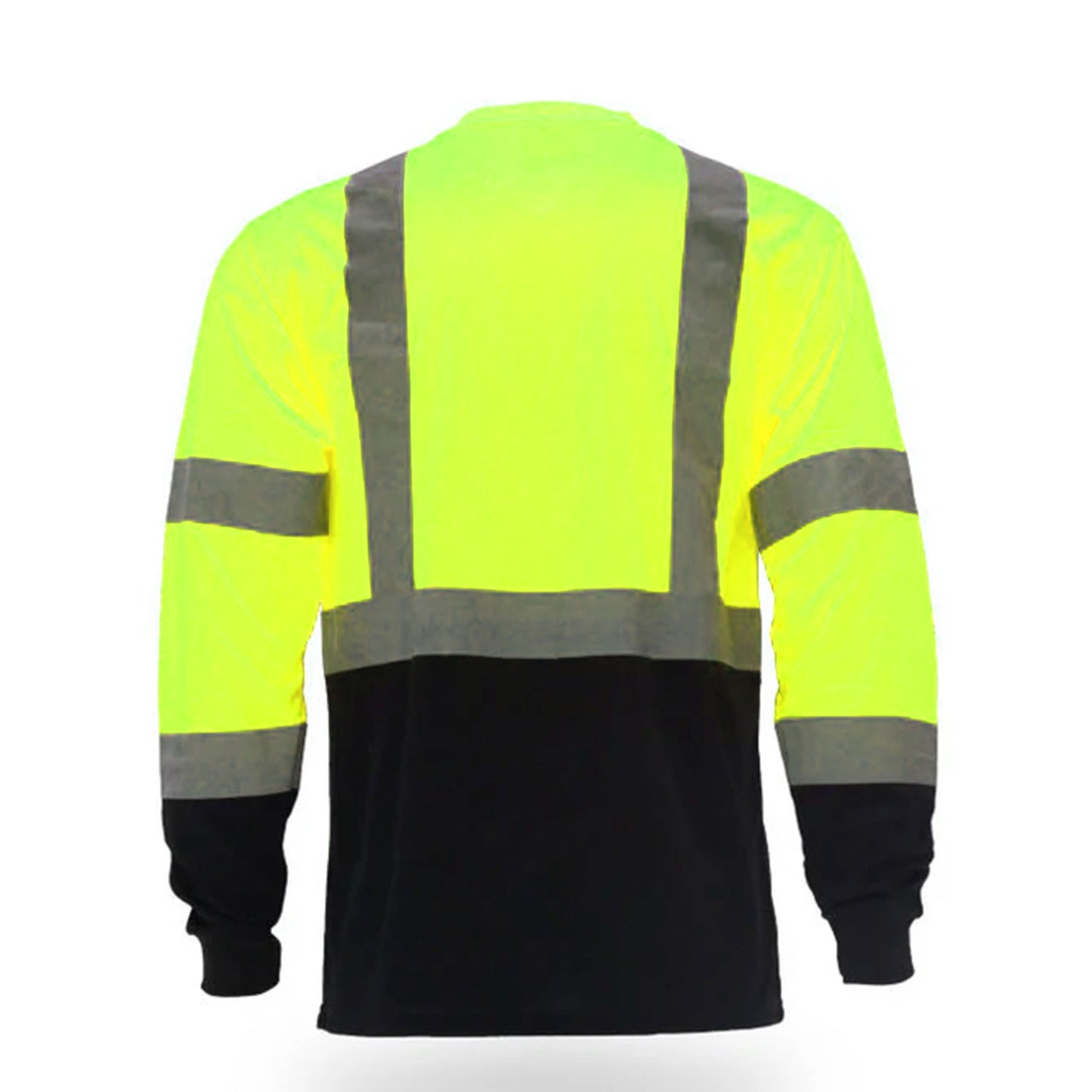 High Visibility Safety Color Block Long Sleeve T-Shirt with Front Pocket – Reflective Workwear for Enhanced Safety