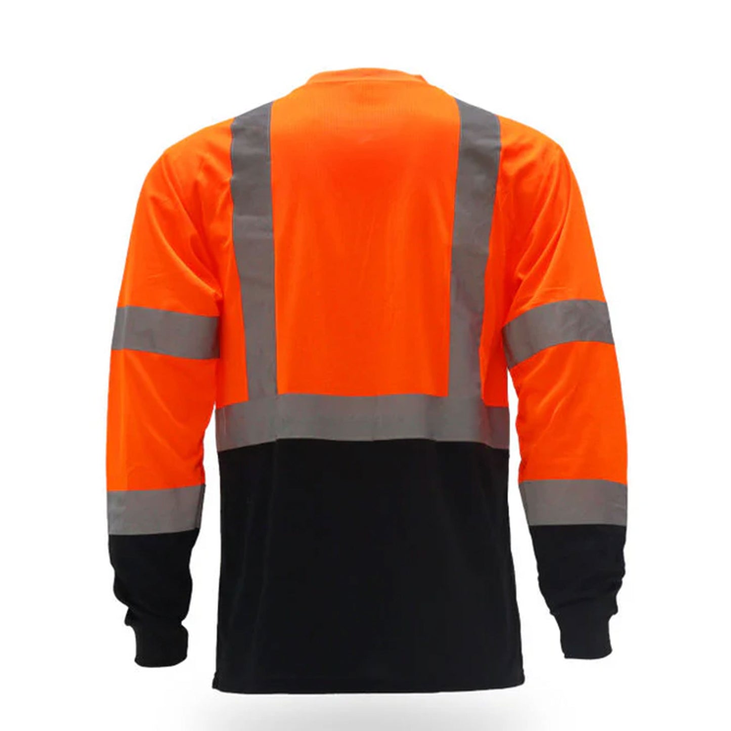 High Visibility Safety Color Block Long Sleeve T-Shirt with Front Pocket – Reflective Workwear for Enhanced Safety