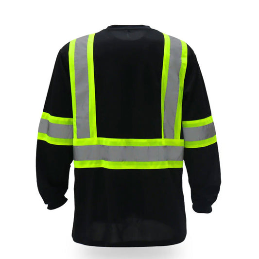 High Visibility Safety Long Sleeve T-Shirt with Front Pocket – Reflective Workwear for Maximum Safety