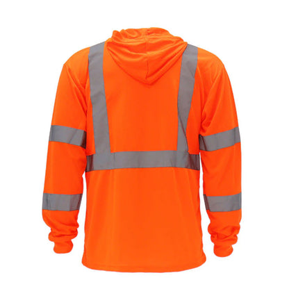 Long Sleeve Hooded High Visibility Safety T-Shirt – Reflective Workwear