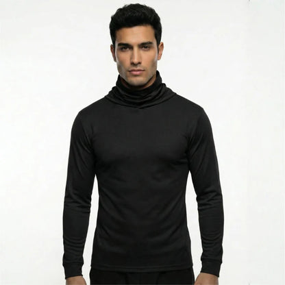 Long Sleeve Hooded Work Shirt with Built-In Face Mask – Sun Protection Unisex Workwear