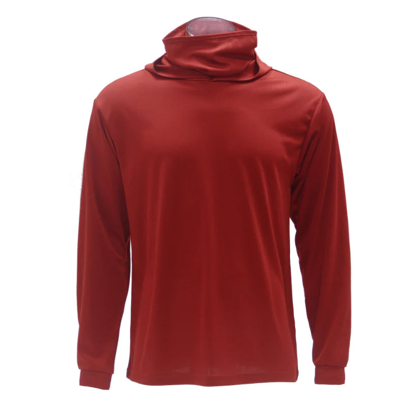 Long Sleeve Hooded Work Shirt with Built-In Face Mask – Sun Protection Unisex Workwear