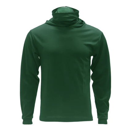 Long Sleeve Hooded Work Shirt with Built-In Face Mask – Sun Protection Unisex Workwear