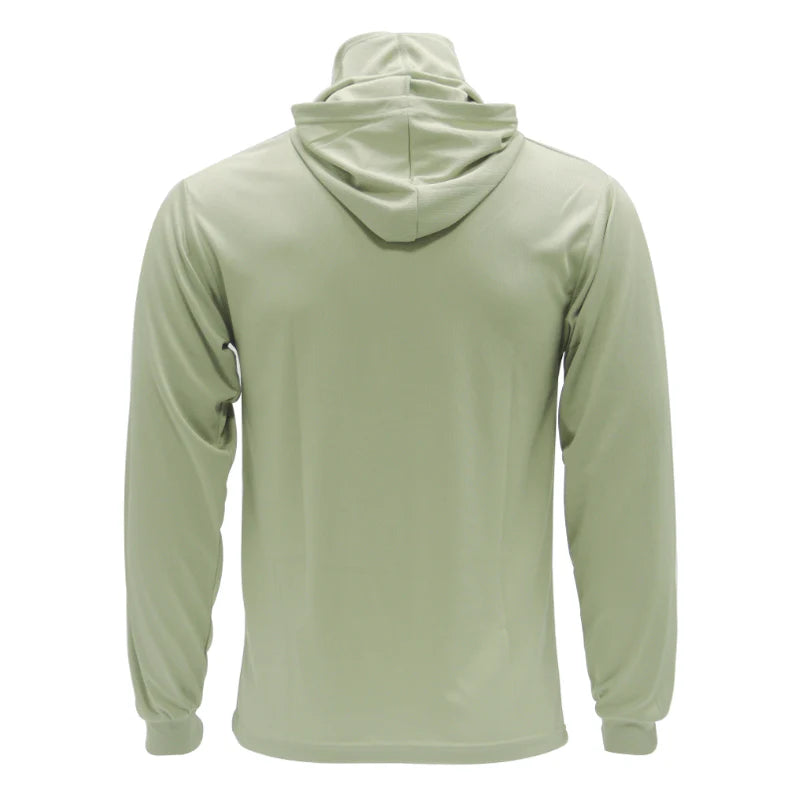Long Sleeve Hooded Work Shirt with Built-In Face Mask – Sun Protection Unisex Workwear
