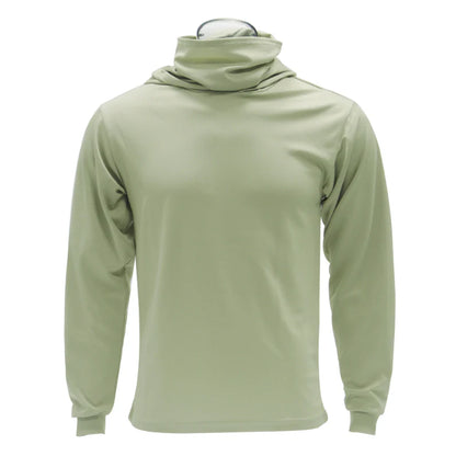Long Sleeve Hooded Work Shirt with Built-In Face Mask – Sun Protection Unisex Workwear