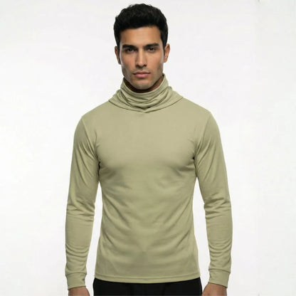 Long Sleeve Hooded Work Shirt with Built-In Face Mask – Sun Protection Unisex Workwear