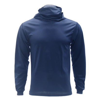 Long Sleeve Hooded Work Shirt with Built-In Face Mask – Sun Protection Unisex Workwear