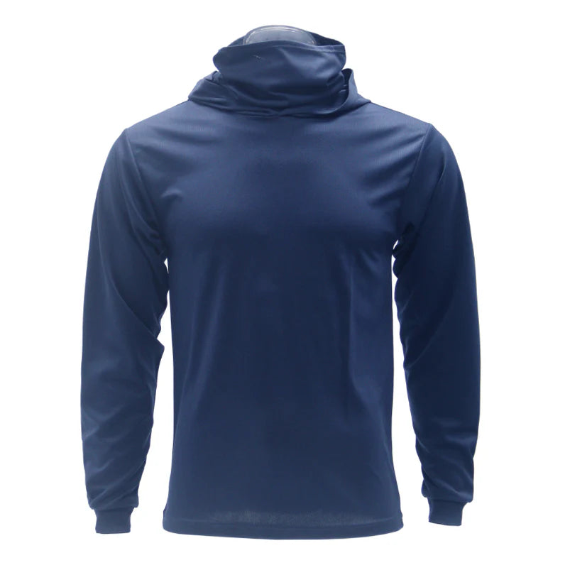 Long Sleeve Hooded Work Shirt with Built-In Face Mask – Sun Protection Unisex Workwear