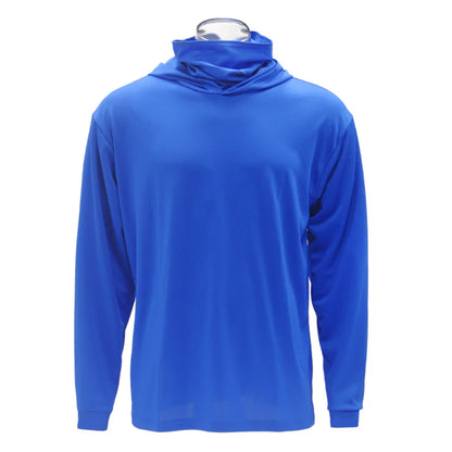 Long Sleeve Hooded Work Shirt with Built-In Face Mask – Sun Protection Unisex Workwear