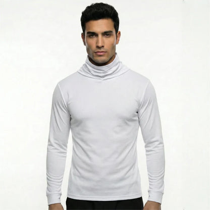 Long Sleeve Hooded Work Shirt with Built-In Face Mask – Sun Protection Unisex Workwear