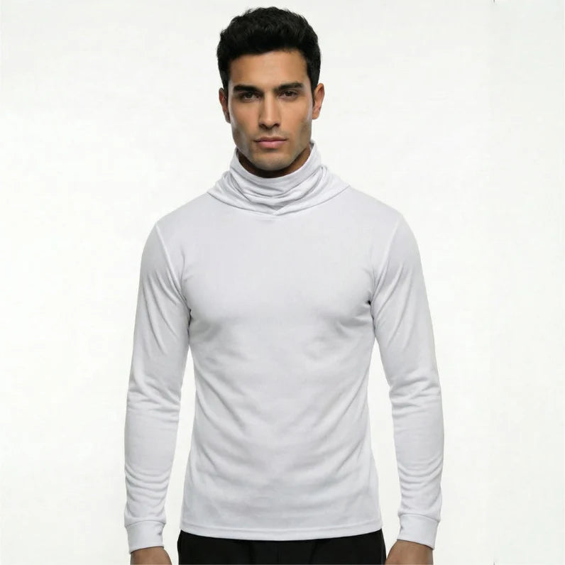 Long Sleeve Hooded Work Shirt with Built-In Face Mask – Sun Protection Unisex Workwear