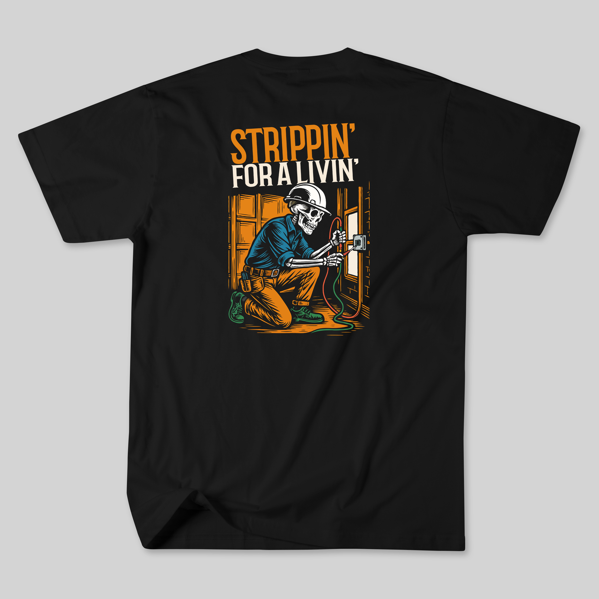 Skeleton Electrician Shirt – Strippin' for a Livin' Tee