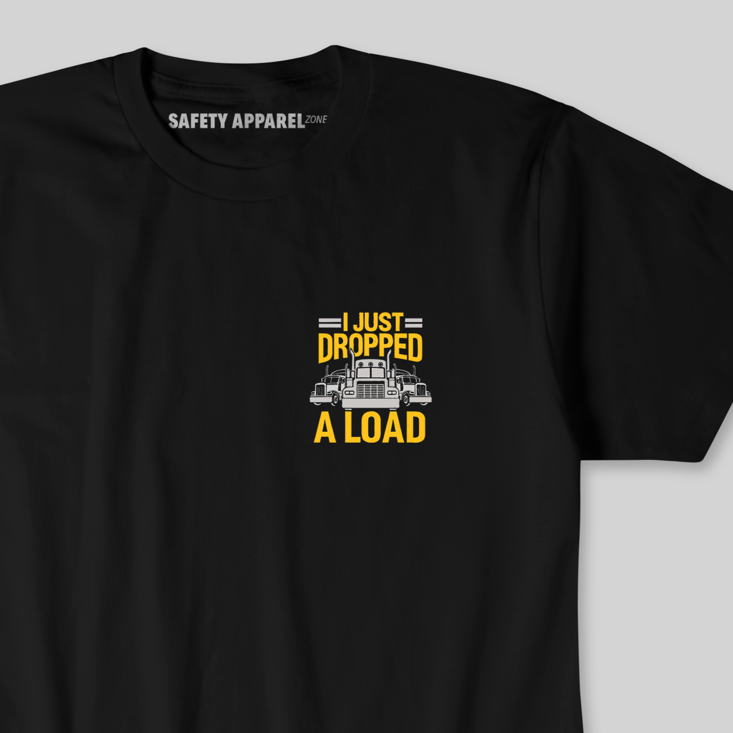 Black t-shirt i just dropped a load with trailer trucks 