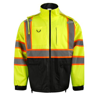 Zip-Up Jacket with Hood- Double Strip