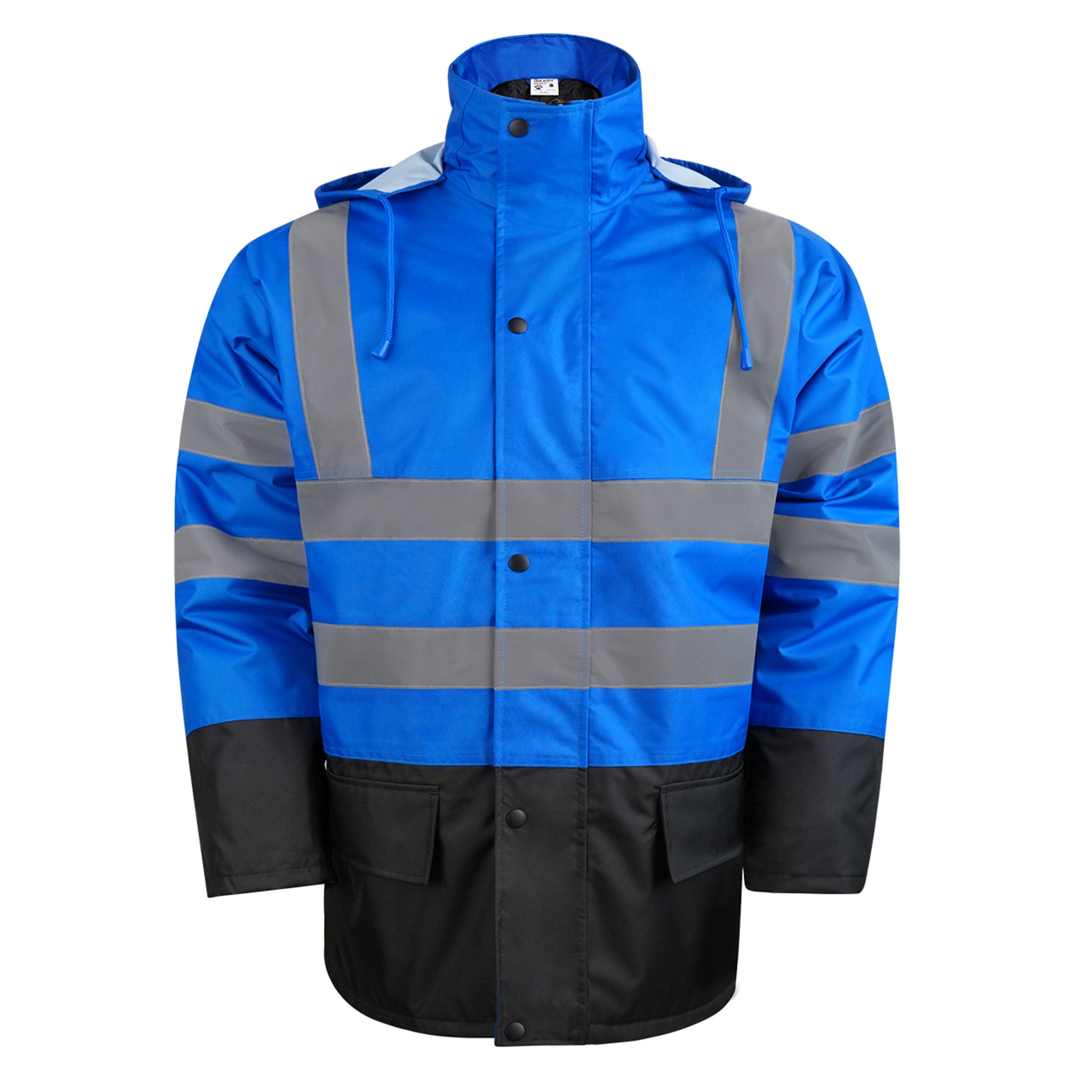 Reflective Parka Jacket with Hood and Front Pockets
