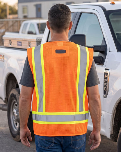 West Chester® 47216 ANSI Type R Class 2 Hi-Viz Two-Tone Surveyor's Safety Vest – Solid Front/Mesh Back