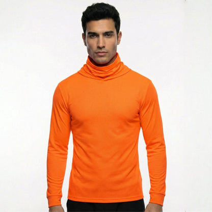 Long Sleeve Hooded Work Shirt with Built-In Face Mask – Sun Protection Unisex Workwear