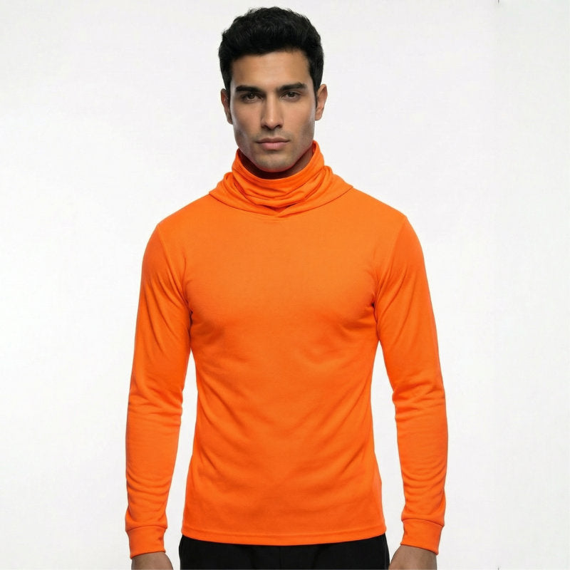 Long Sleeve Hooded Work Shirt with Built-In Face Mask – Sun Protection Unisex Workwear